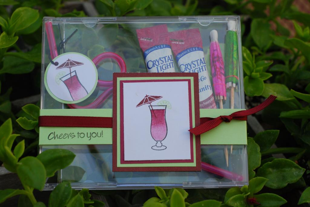 The drinks in this PTI stamp set are so cute.  For this project I used a clear CD case to create...