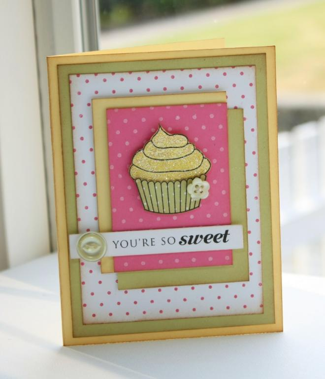 Stamps- Cupcake Collection, Polka Dot Basics<br />
Ink- Lemon Tart, Hibiscus Burst, True Black,...
