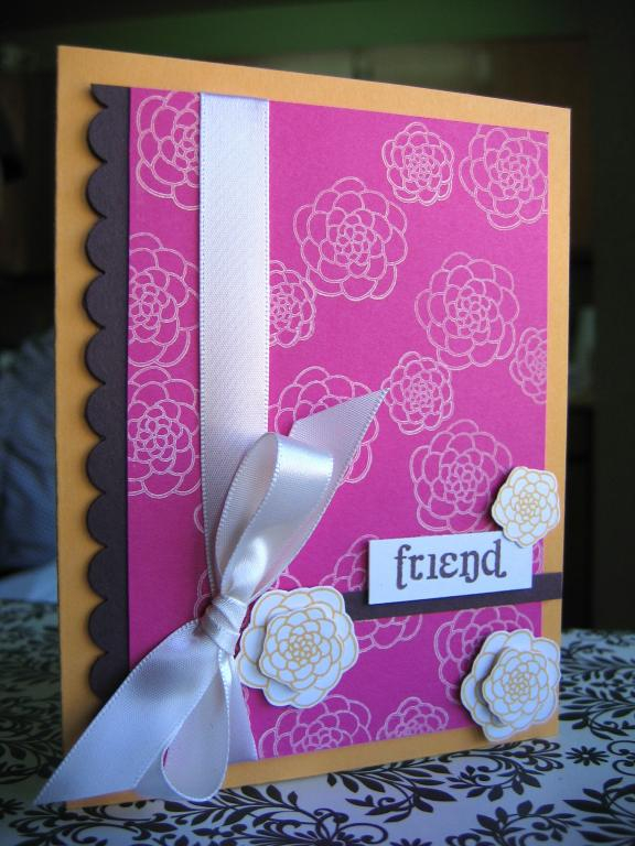 Stamps:  With Sympathy<br />
Colors:  Raspberry Fizz, Summer Sunrise, Vintage Cream &amp; Choc....