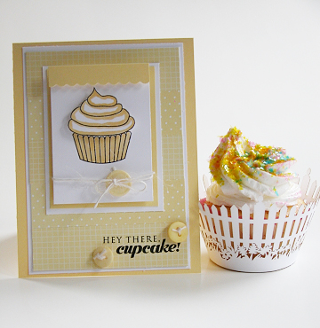 Stamps: Cupcake Collection<br />
Paper: Lemon Tart cardstock, Bitty Dot Basics Patterned Paper,...