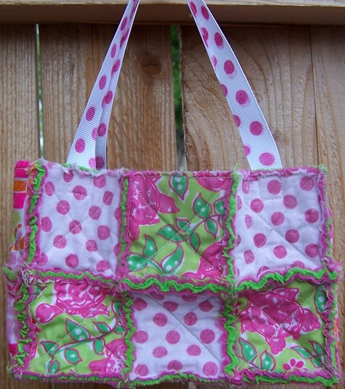 Mini Turtle rag bag. Green Side. The polka dot fabric and ribbon were made with the Polka Dot...