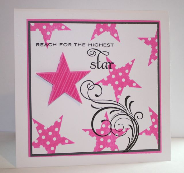 Star Prints, Fancy Flourishes<br />
cardstock- white, pixie pink, black<br />
ink- pixie pink,...