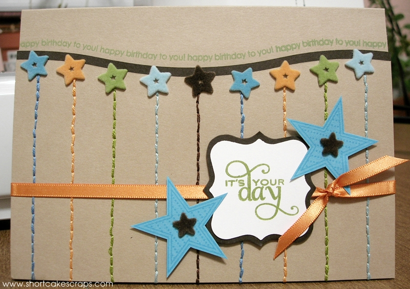 A birthday card made using stamps from Star Prints and Around &amp; About Sentiments.  The stars...