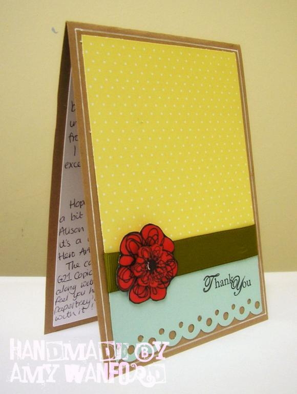 A thank you card that I made for my bloggin&#039; buddy Alison! Kinda simple layout but I like...