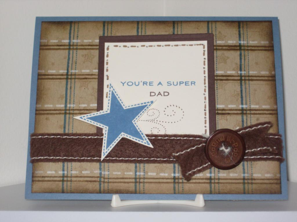 A father&#039;s day card using Star Prints, Bird Watching, Let Freedom Ring and Faux Ribbon.