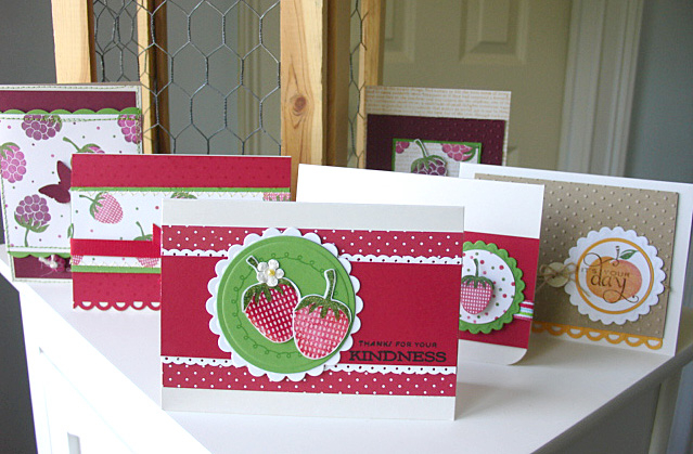 Mainly using scraps, I created some cute little cards.  Nothing too fancy or froofy...totally...