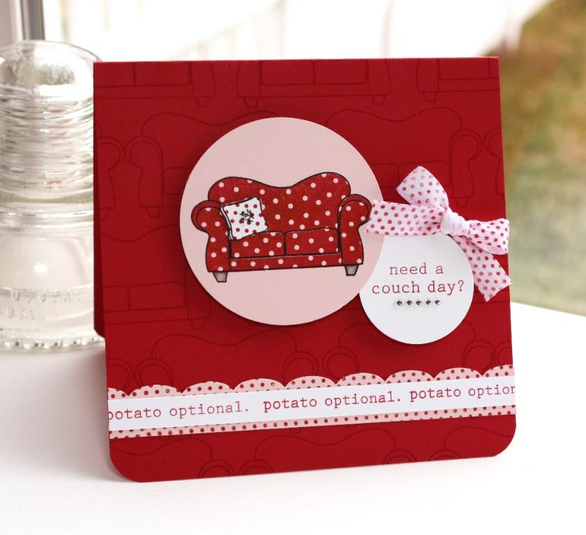 * Stamps-  On My Couch, On My Couch Additions, Polka Dots Basics II<br />
    * Ink- Pure...