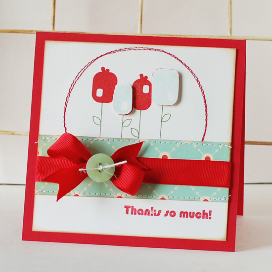 Stamps:  Mod Squad<br />
Ink:  Pure Poppy, Aqua Mist, New Leaf<br />
Cardstock:  Vintage...