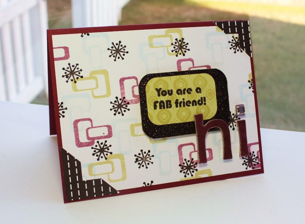 Stamps- Mod Squad<br />
Ink- True Black, Spring Moss, Scarlet Jewell, Spring Rain.<br />...