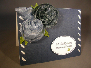 ribbon roses in blues