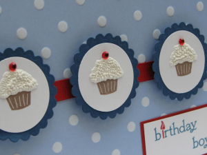Birthday boy cupcakes close up