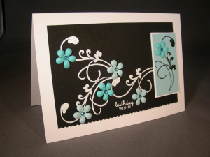FS66 black blue white flower swirls