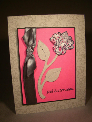 Faux Cloisonne flower and grungeboard leaves