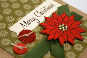 Merry Christmas Poinsettia Card - detail