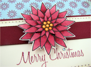 Merry Christmas Poinsettia Card detail
