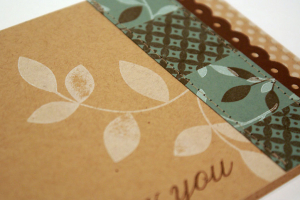 Leaf Patchwork Thank You Card - detail