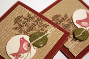 Holiday Bird Gift Tag Cards - detail