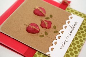 Wishing You Button Flower Card - detail