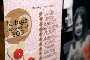 10 Things I Love About Hana Scrapbook Page - detail