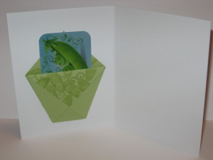 Origami gift card pocket for sweet pea baby card