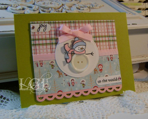 Button Bits Snowman Pretty in Pink