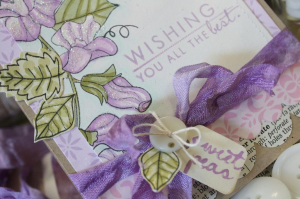 Sweet Peas Card Closeup of Embellishments