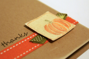 Rustic Watercolored Pumpkin Card - detail