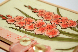 Pieced Gladiolus Card - detail