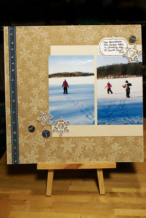 Sparkly Snowflakes Snowshoeing scrapbook page