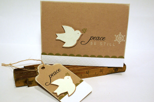 Peace, Be Still Dove card & tag