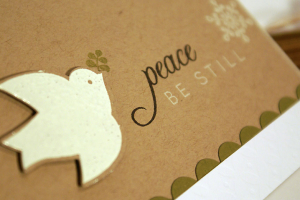 Peace, Be Still Dove card - detail