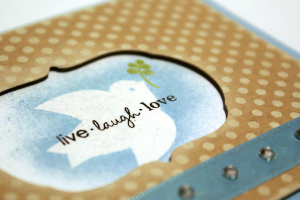 Live, Laugh, Love Dove card - detail