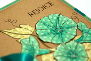 Rejoice Morning Glories card - detail