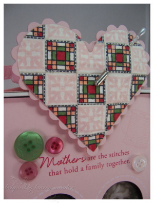 Faux Fabric stiched heart close up