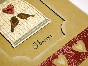 Love You Birds Card - detail