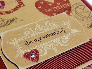 Valentine Stamped Collage Card - detail