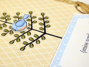 Miss You Bird Card - detail