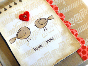 Vintage Love Birds Card - detail