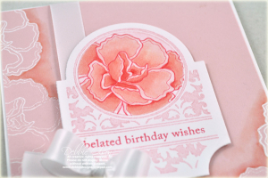 Detail of Pink Carnation Belated Birthday Card