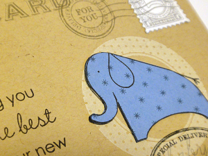 Vintage Elephant Baby Postcard - detail