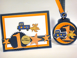 Flaming Truck Birthday Card & Tag