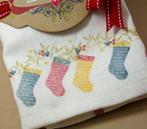 Christmas stocking tea towel detail