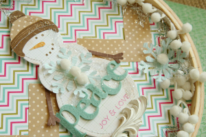 Peace Snowman Wall Hanging  - detail