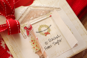 Door to Door Holiday Gift Card Holder - open