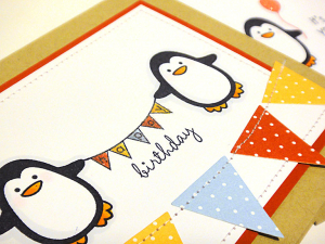 Birthday Penguin Pennant Cards - detail