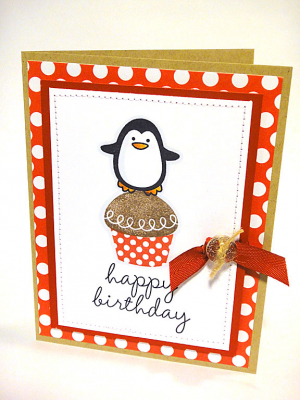 Penguin Cupcake Birthday Card