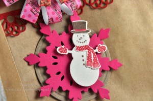 Snowman gift tag detail
