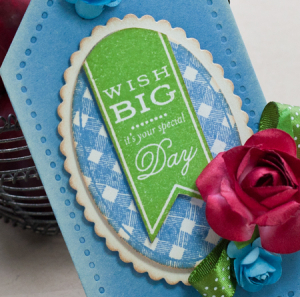 Blue Gingham Birthday Tag detail