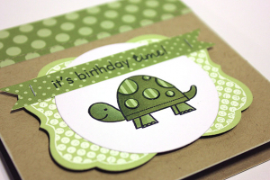 Birthday Time Turtle Card - detail