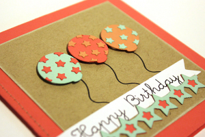 Birthday Balloons Card - detail